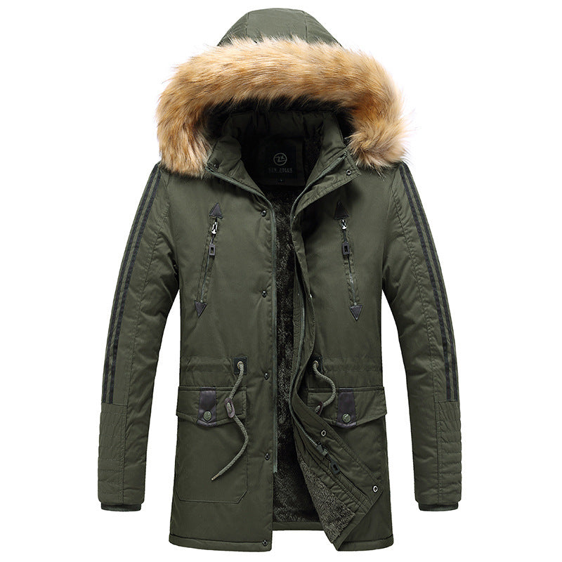 Hooded warm cotton jacket mid-length  Leather Jacket 124.37 