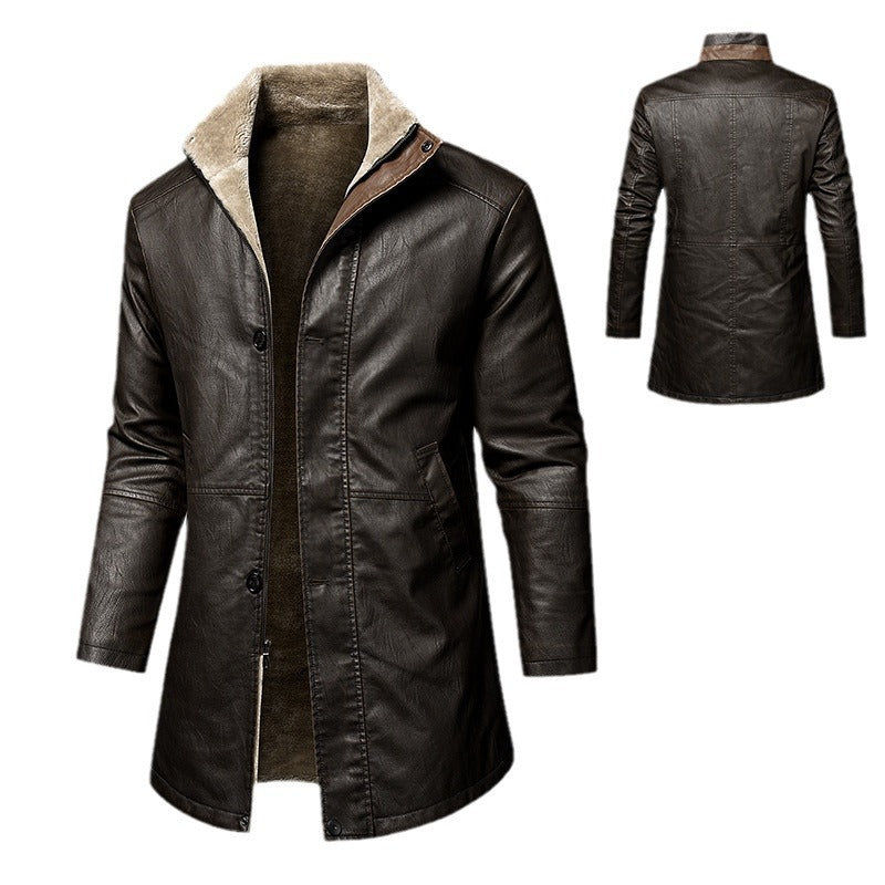 Men's Leather Extended Plus Size Men's PU Leather Coat  Leather Jacket 107.85 Brown-XXXXL