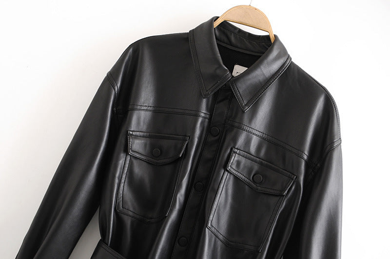 Medium and long PU leather top  Leather Jacket  