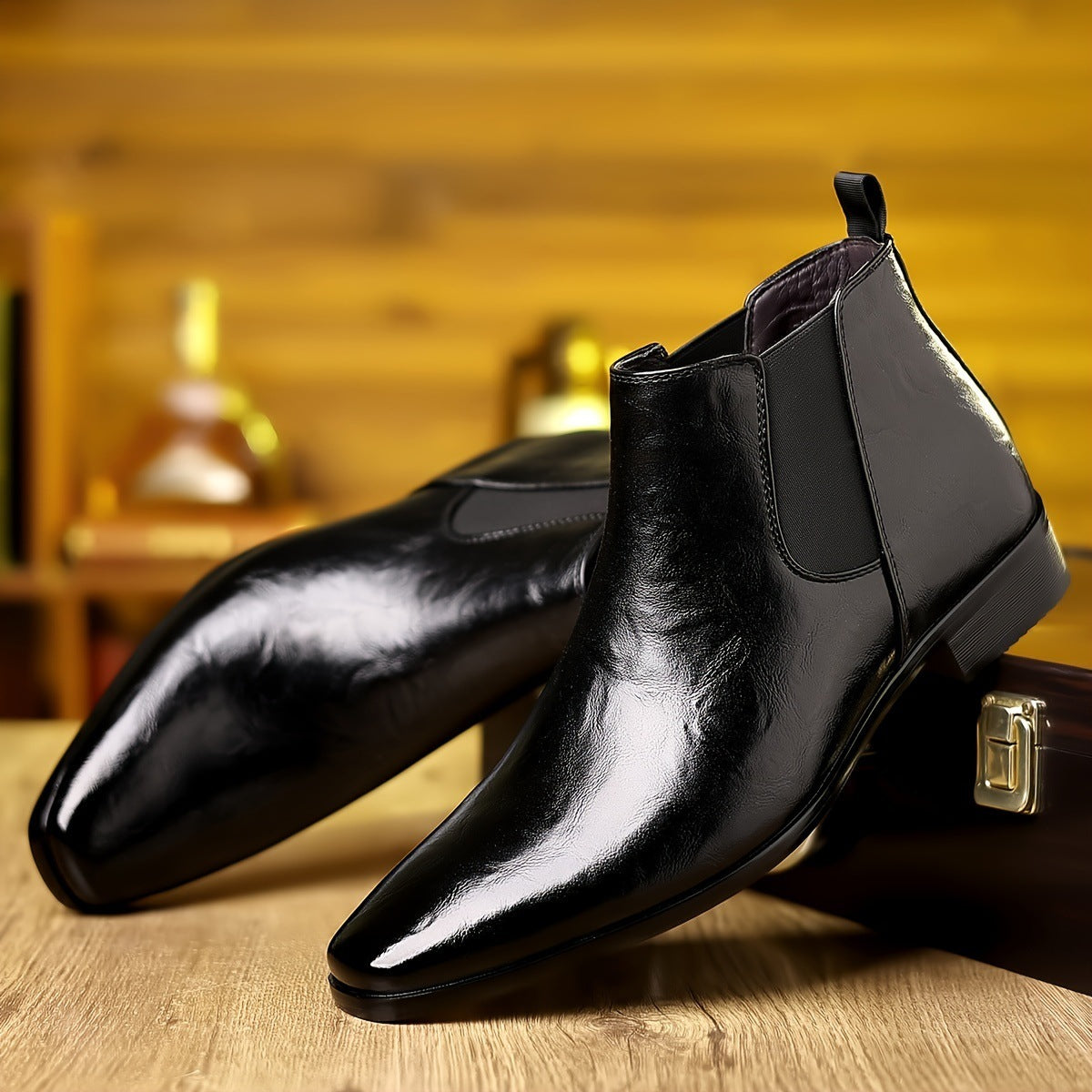 Leather Breathable Lychee Pattern High-top Shoes  Footwear  