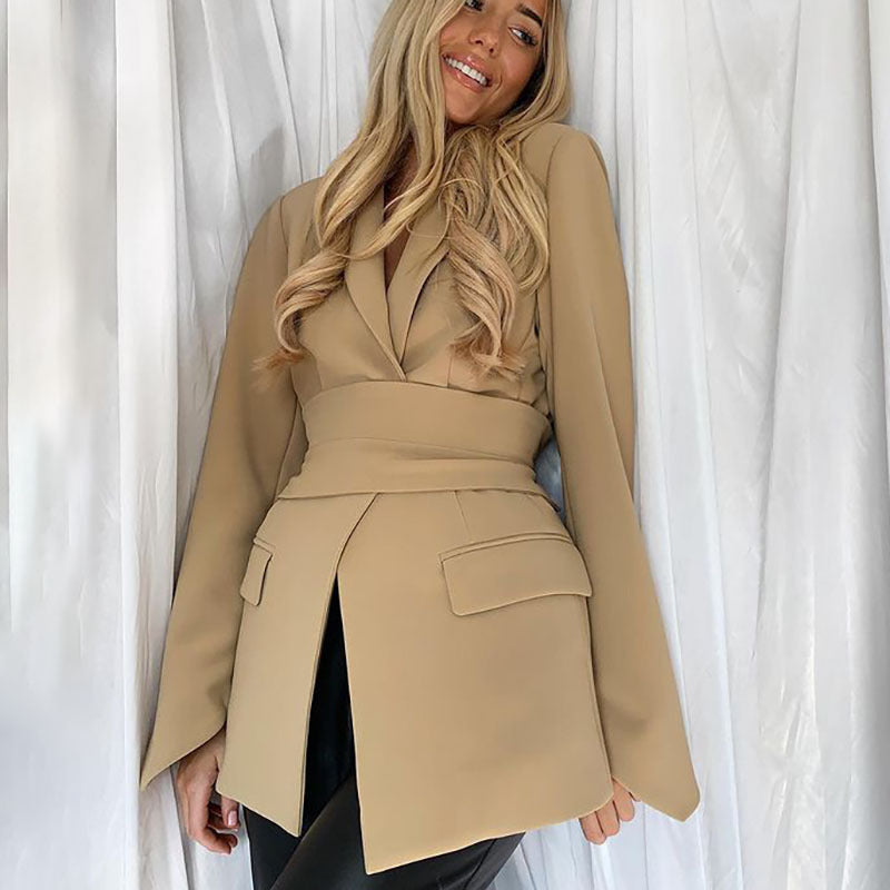 Women's Suit Jackets Top Waist Slimming Elegant Small Suit  Leather Jacket 68.44 