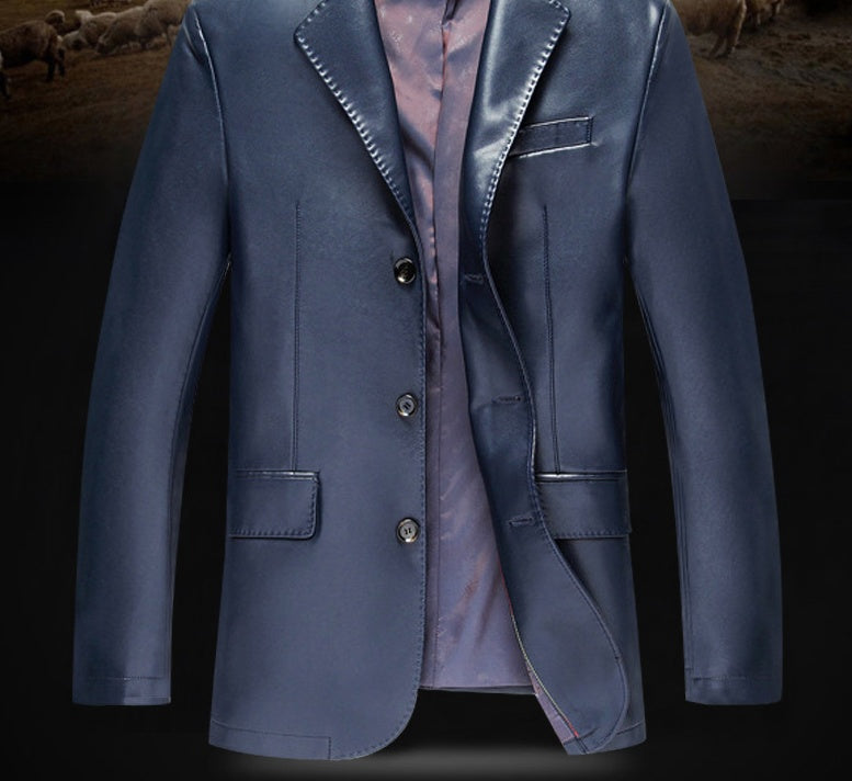 Middle Aged And Elderly Fathers Wear Loose Casual Leather Jackets  Leather Jacket 77.00 