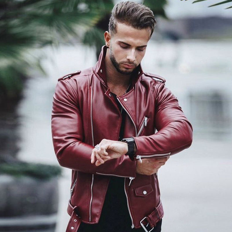 man jacket  Leather Jacket 69.75 Claret-XXXXXL