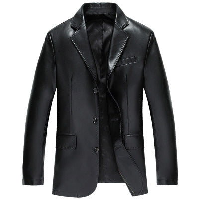 Middle Aged And Elderly Fathers Wear Loose Casual Leather Jackets  Leather Jacket 77.00 Black-XL