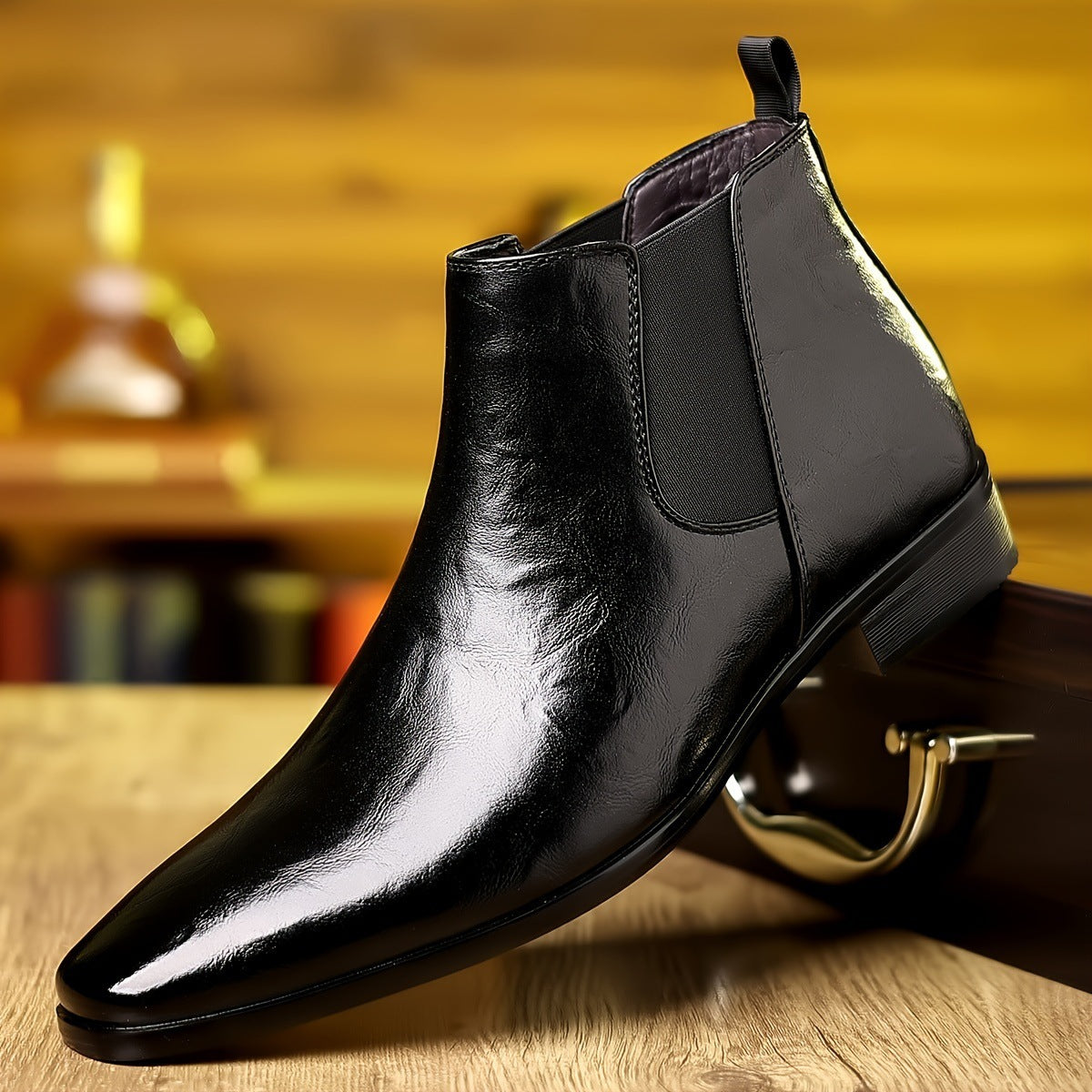 Leather Breathable Lychee Pattern High-top Shoes  Footwear  