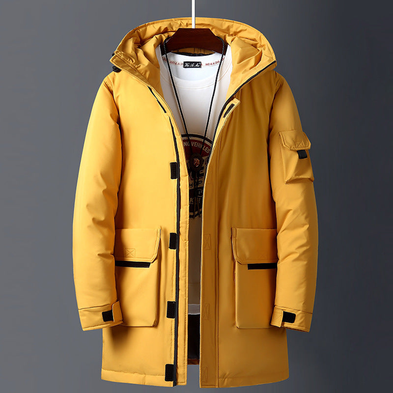 Hooded Warm Down Jacket Male  Leather Jacket  