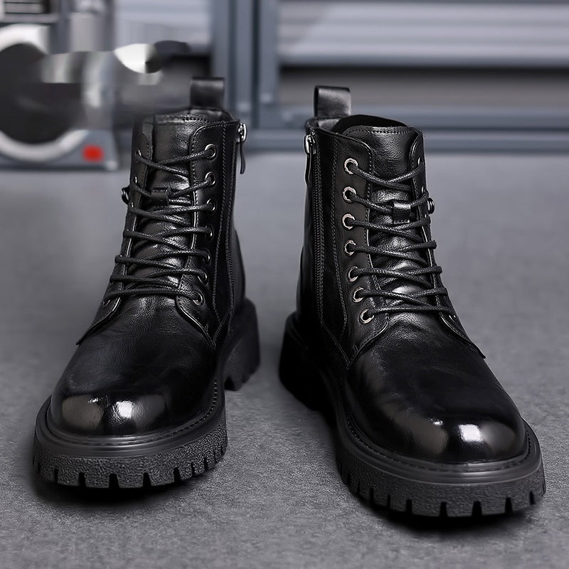 Men's Retro Breathable High-top Martin Boots  Footwear 100.83 Black-44