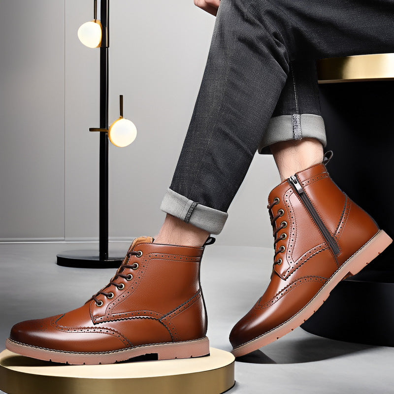 Men's High-top Business Casual Leather Shoes British Martin Boots  Footwear 65.00 