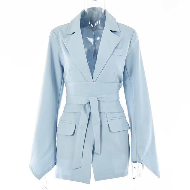 Women's Suit Jackets Top Waist Slimming Elegant Small Suit  Leather Jacket 68.66 Light-Blue-XL