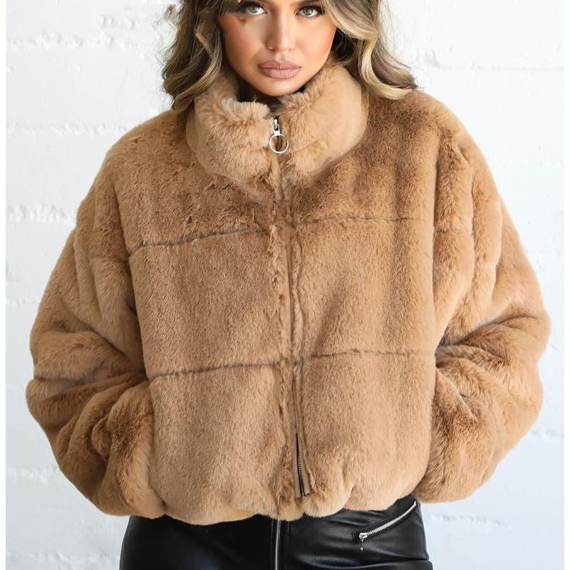 Ladies winter zip-up thermal jackets  Leather Jacket  