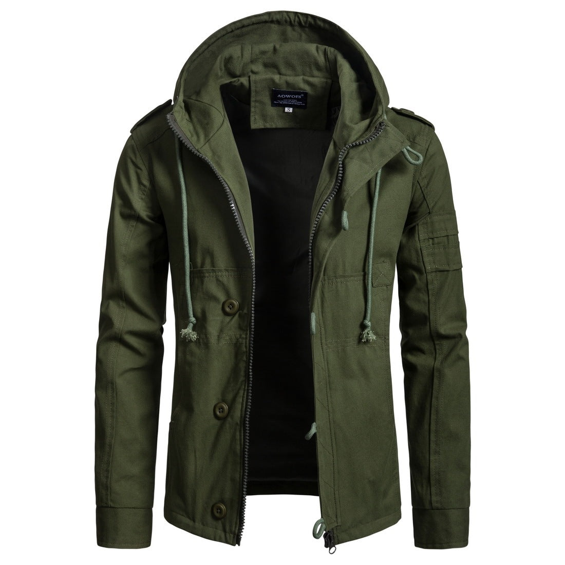 Men's hooded cotton jacket  Leather Jacket 117.19 Army-Green-XXL