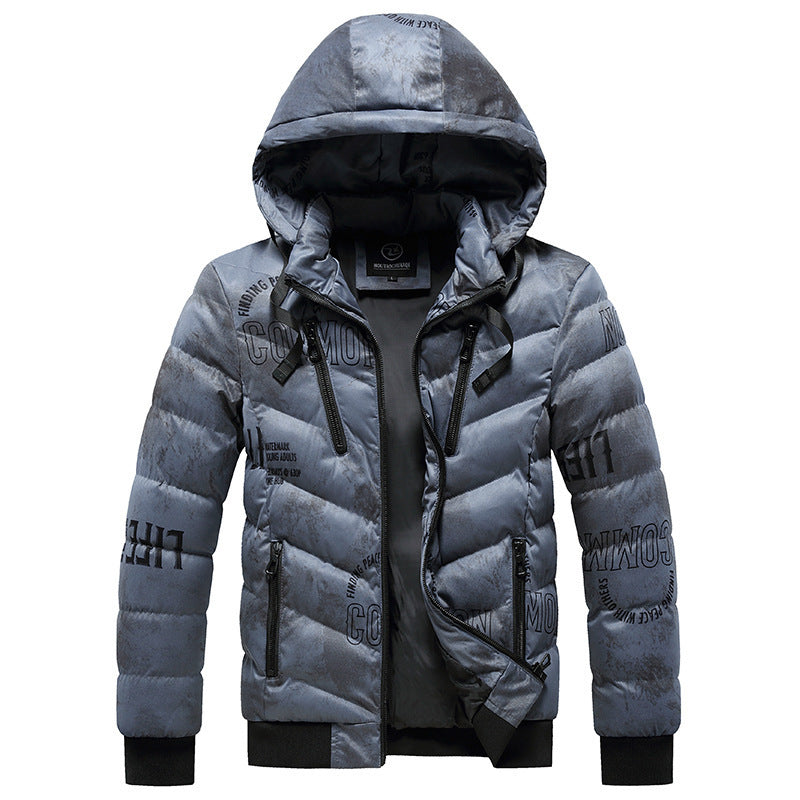 Men's Winter Hooded Plus Fleece Padded Coat  Leather Jacket 102.58 