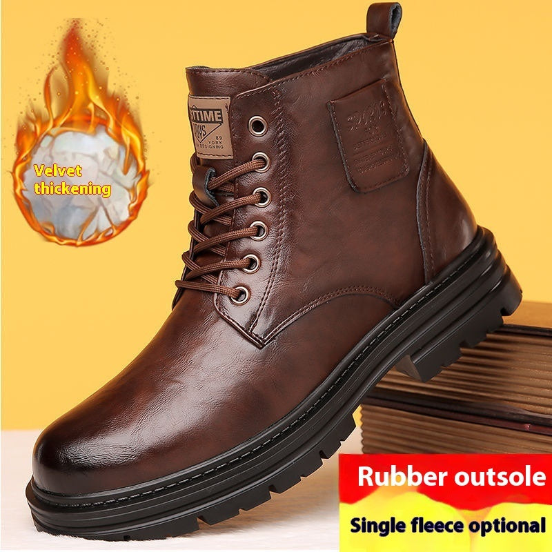 Winter Martin Boots Men's Business Leisure  Footwear 72.00 Brown-With-Velvet-44