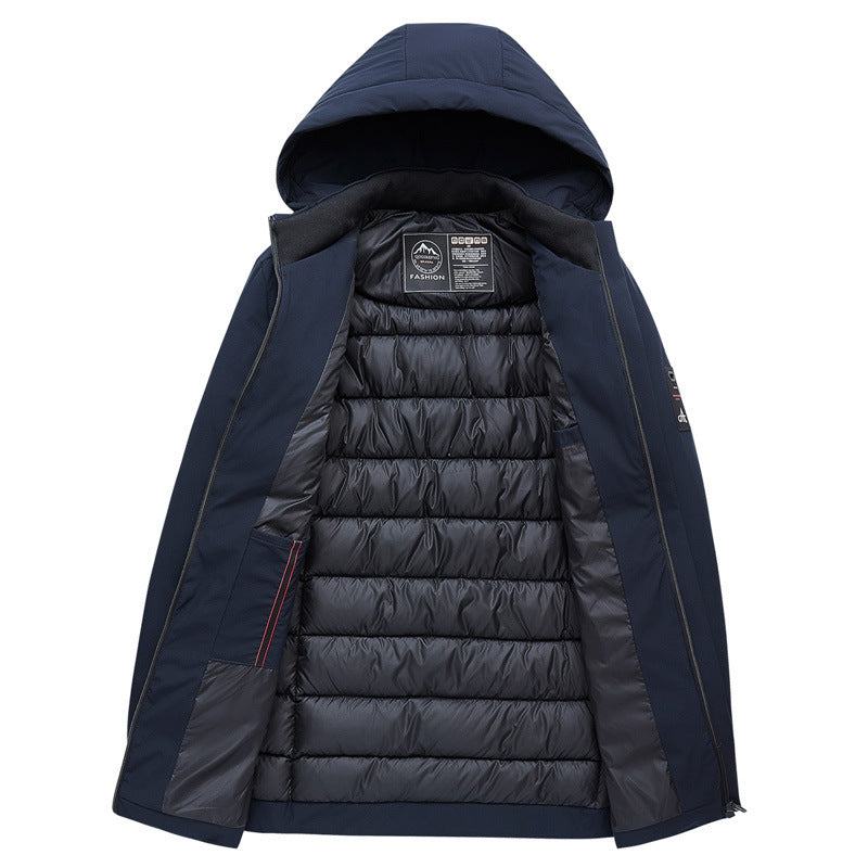 Thick Mid-length Down Padded Jacket Men's Loose Jacket  Leather Jacket 98.09 