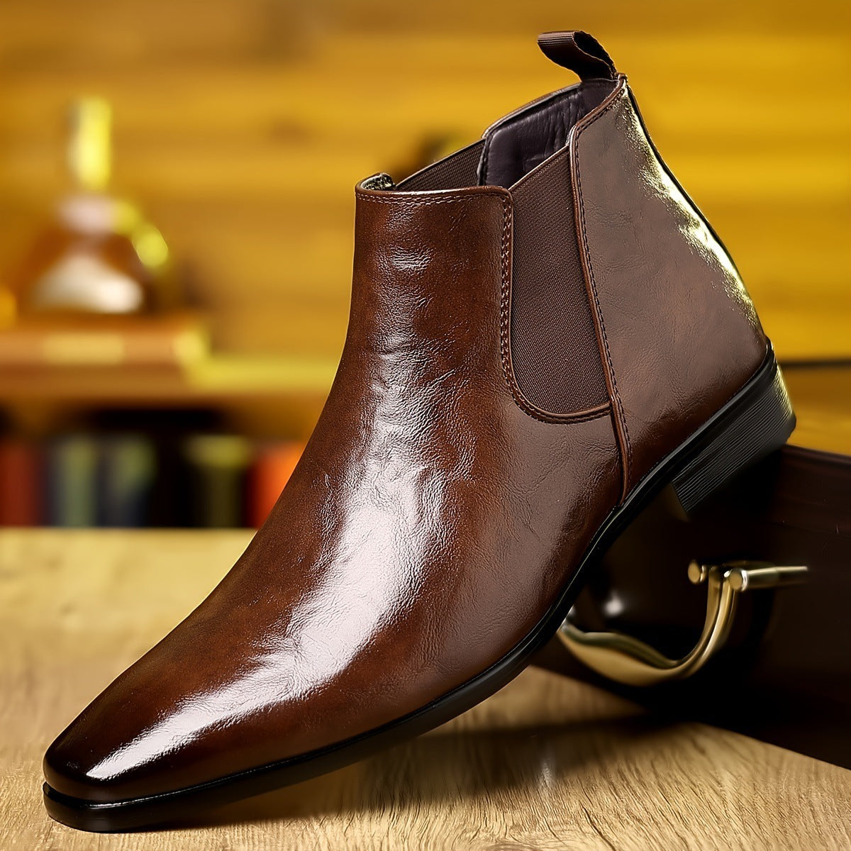 Leather Breathable Lychee Pattern High-top Shoes  Footwear  