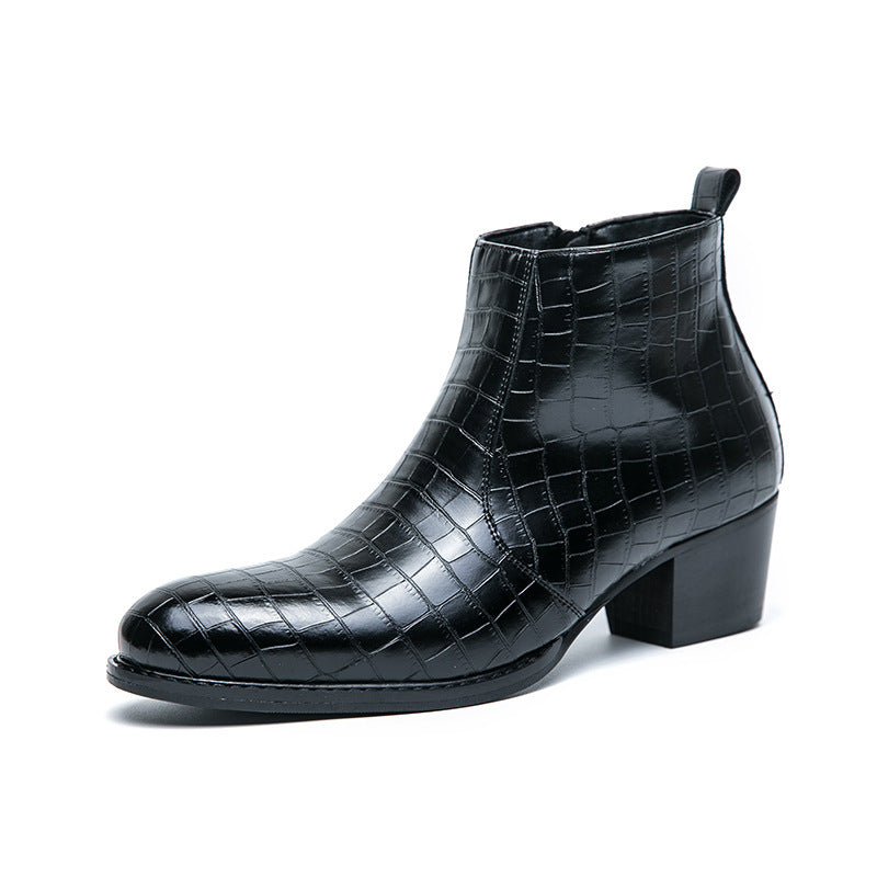 Casual Fashion Leather Boots Trendy British Style  Footwear 70.31 9200W-Black-46