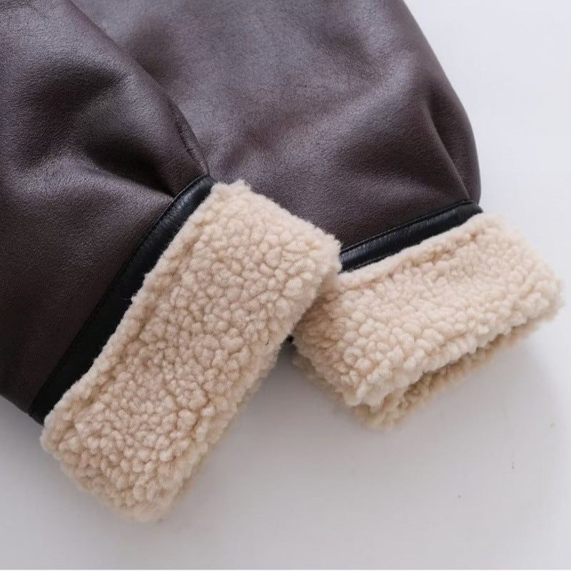 Women's Suede Fur Integrated Motorcycle Jacket  Leather Jacket 140.06 