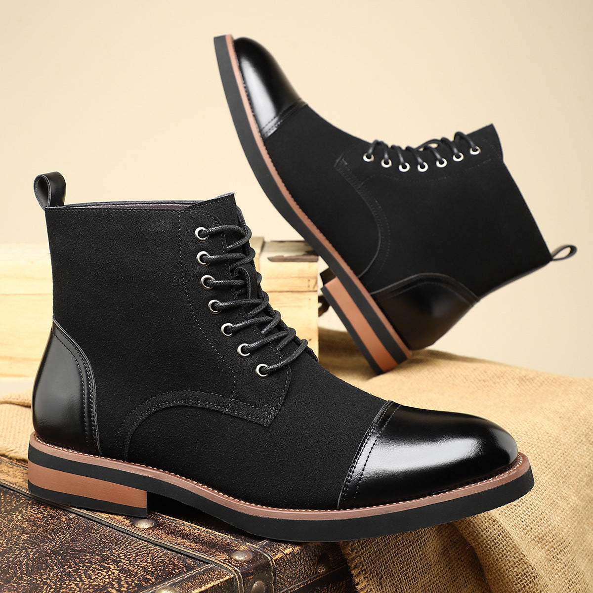 Men's Trendy Sleeve Leather All-match Casual Martin Boots  Footwear 76.63 