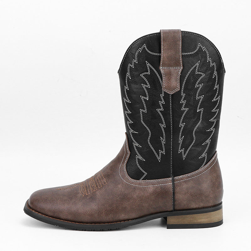 Western Denim Square Toe Motorcycle Men's Boots  Footwear  