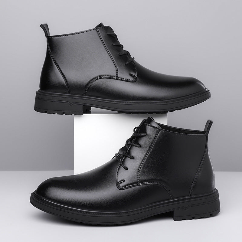 Retro Lace Up Denim Trendy Mid-length Warm Non-slip Men's Martin Boots  Footwear 50.33 