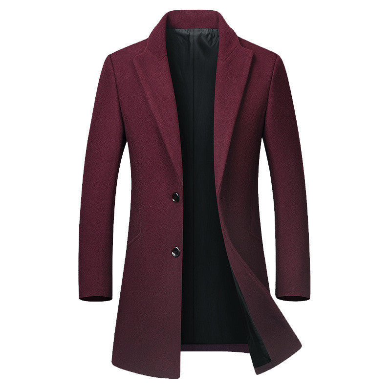 Men's long coat woolen coat trench coat  Leather Jacket  