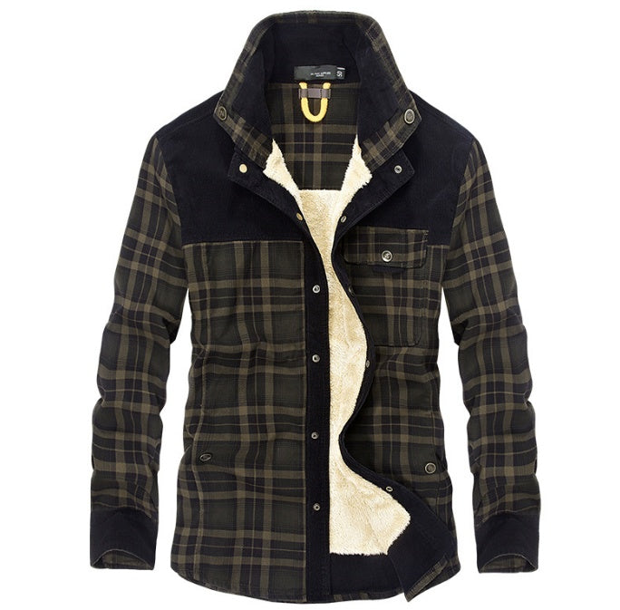 Winter Jacket Men Thicken Warm Fleece Jackets Coats Pure Cotton Plaid Jacket Military Clothes  Leather Jacket 99.15 Deep-Army-58-4XL