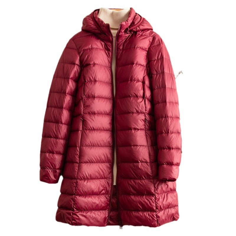 Detachable Hat Light Thin Down Jacket Women  Leather Jacket 78.16 