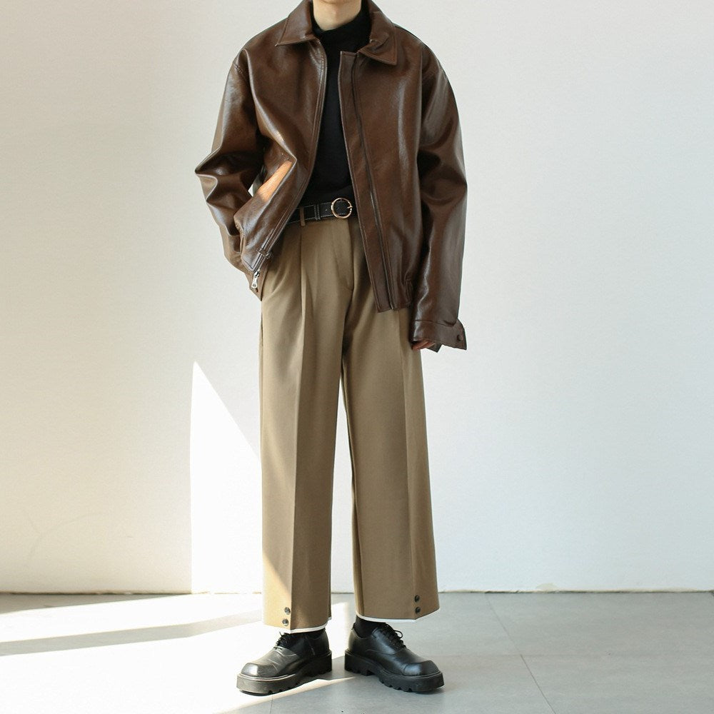 Men's Retro Short Personalized Leather Coat  Leather Jacket 86.55 