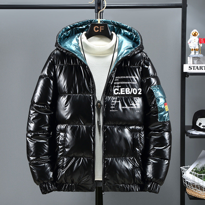Winter Down Thick Bright Leather Cotton-padded Jacket  Leather Jacket 75.29 