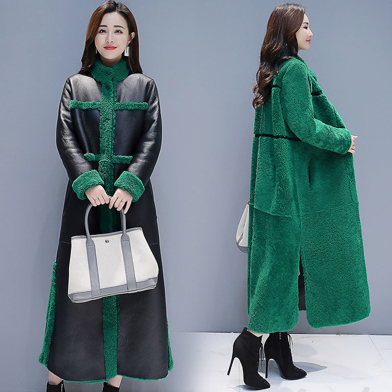 Fleece-lined Thick Lamb Wool Coat For Women Long Cotton Jacket  Leather Jacket 216.80 