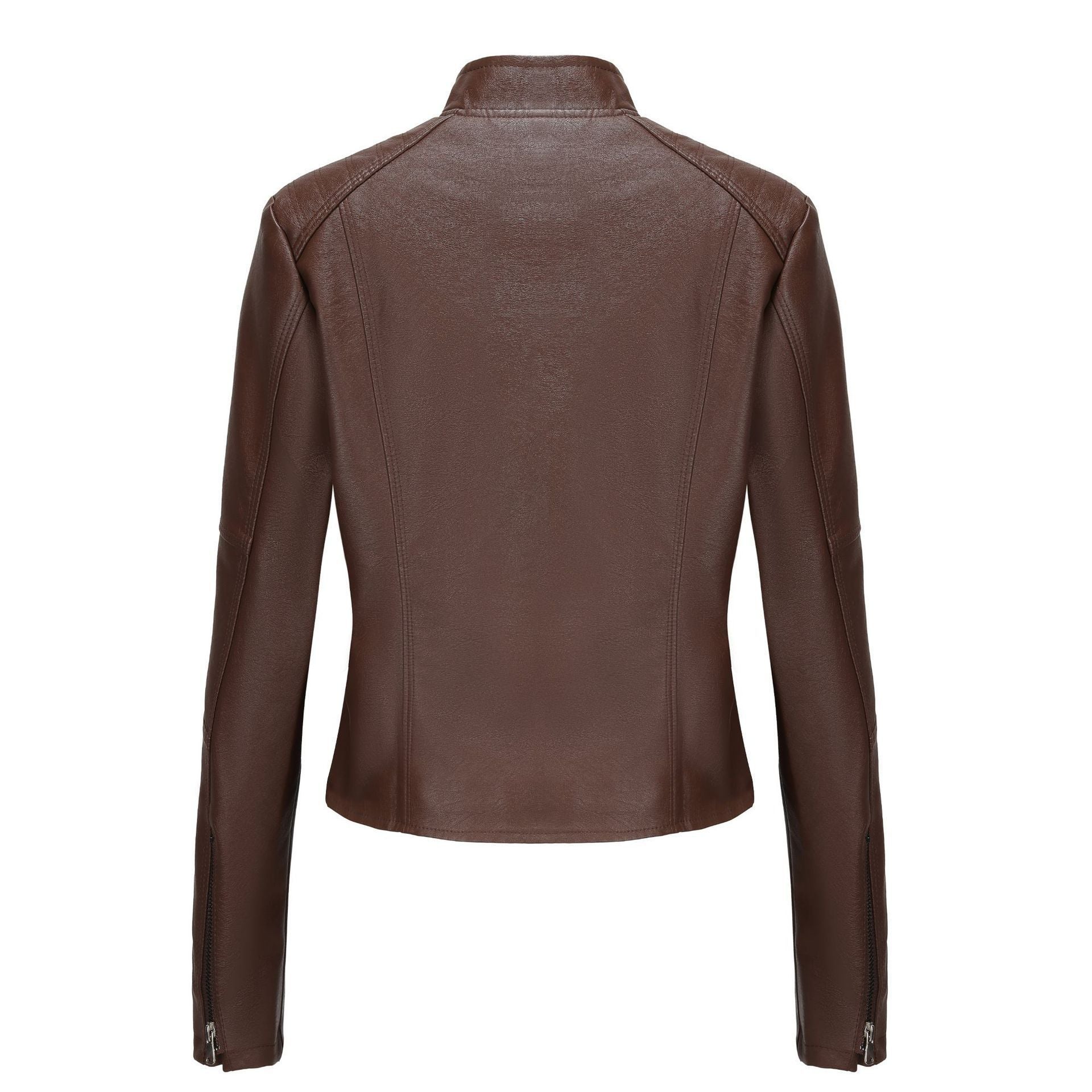 Women's Short Slim-fit Leather Coat  Leather Jacket 69.05 