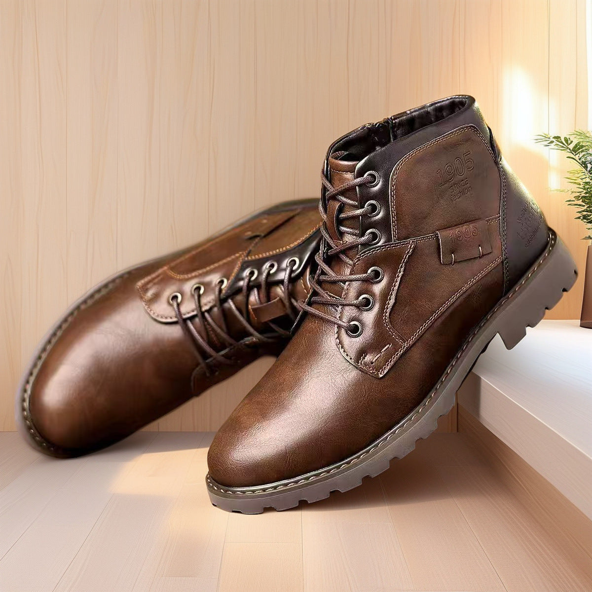 Male Martin Boots Leisure Plus Size Zip Ankle Boots  Footwear  