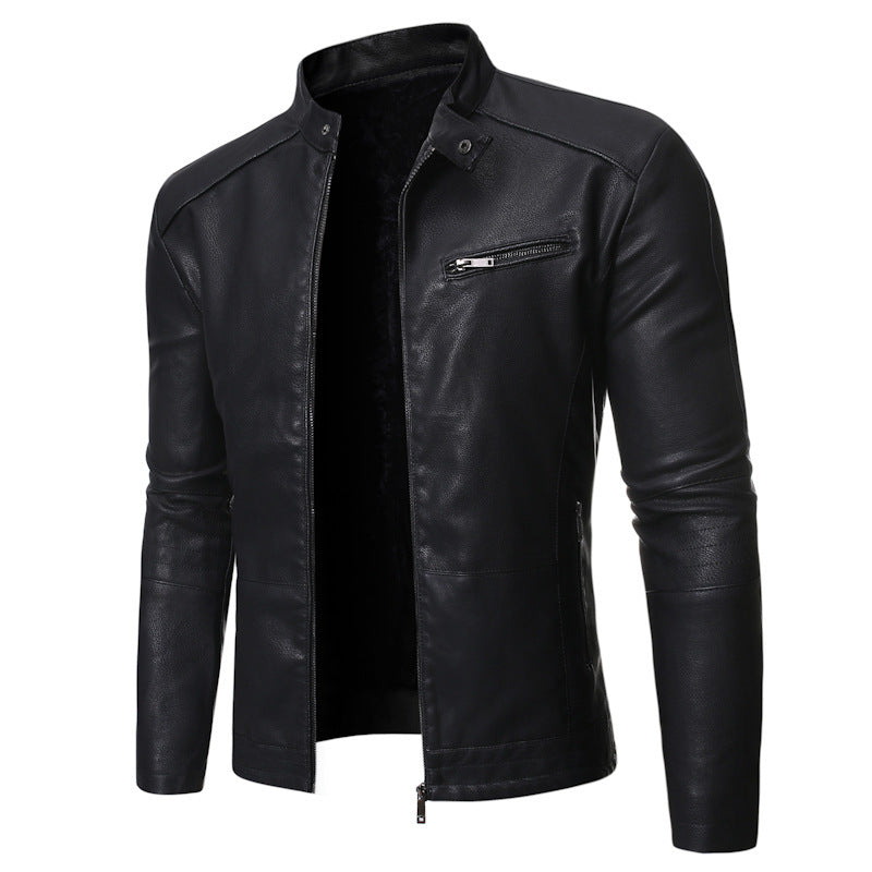 New European And American Men's Motorcycle Leather Jackets  Leather Jacket 84.61 Black-XL