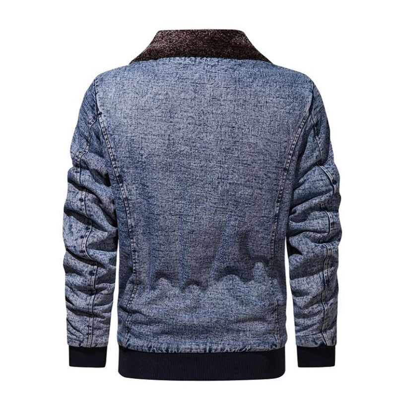 Winter Plus Velvet Thick Loose Lapel Plus Size Denim Jacket Men's Jacket  Leather Jacket 101.99 