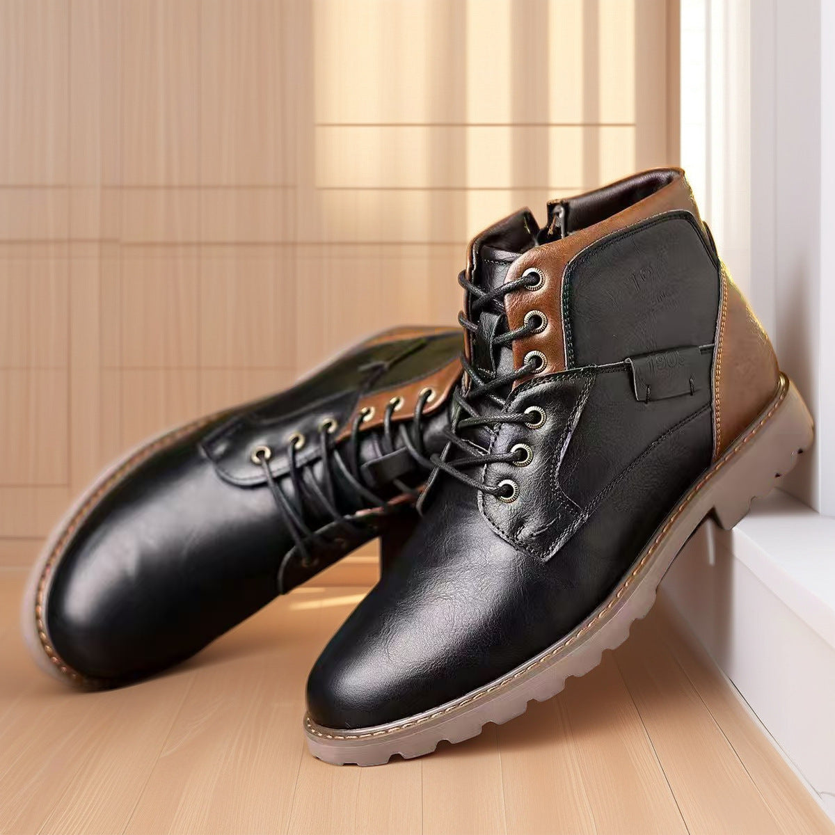 Male Martin Boots Leisure Plus Size Zip Ankle Boots  Footwear  