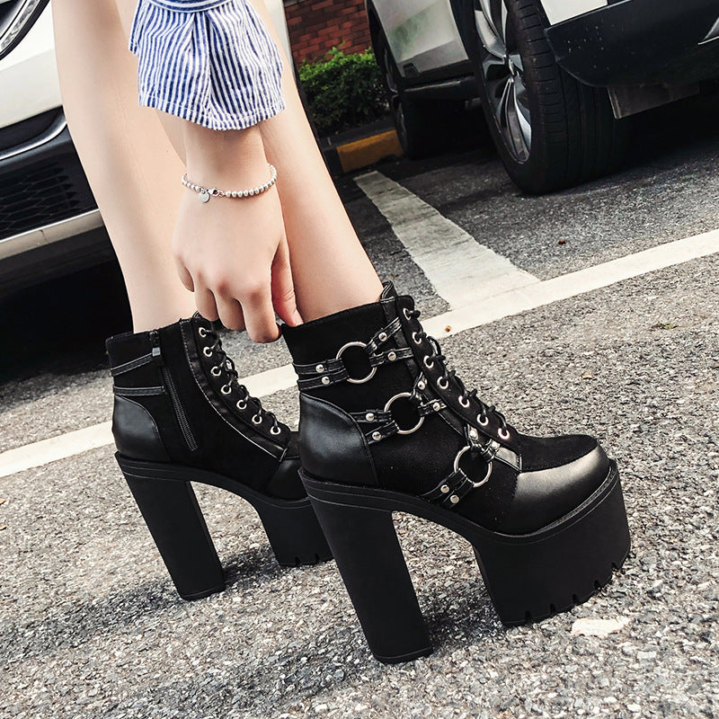 Thick-soled Super High Heels Bootie Women's Shoes
