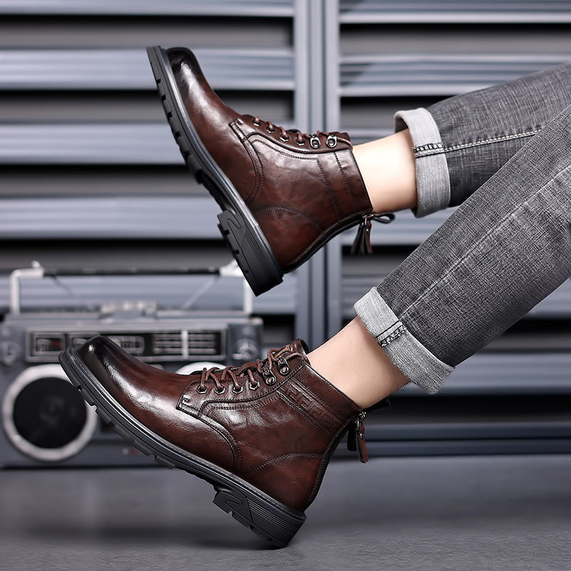 British Style All-matching Work Clothes Ankle Boots Fashion Haulage Motor Leather Boots  Footwear  