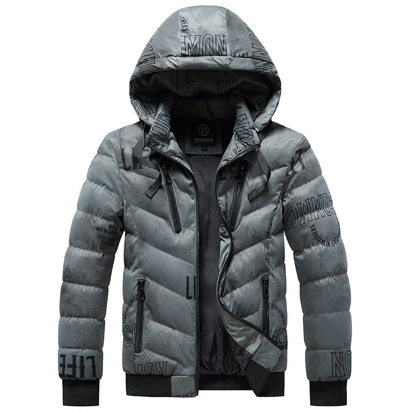 Men's Winter Hooded Plus Fleece Padded Coat  Leather Jacket 102.58 