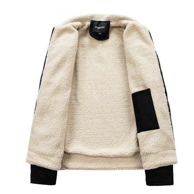 Suede Fabric Jacket Men's Zipper Cardigan Casual Berber Fleece Coat  Leather Jacket 78.41 