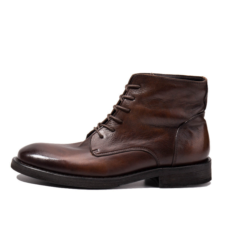 Trendy Workwear Boots All-match First Layer Cowhide Retro  Footwear 288.47 Brown-44