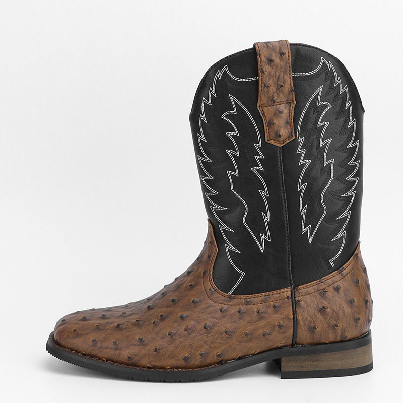 Western Denim Square Toe Motorcycle Men's Boots  Footwear  