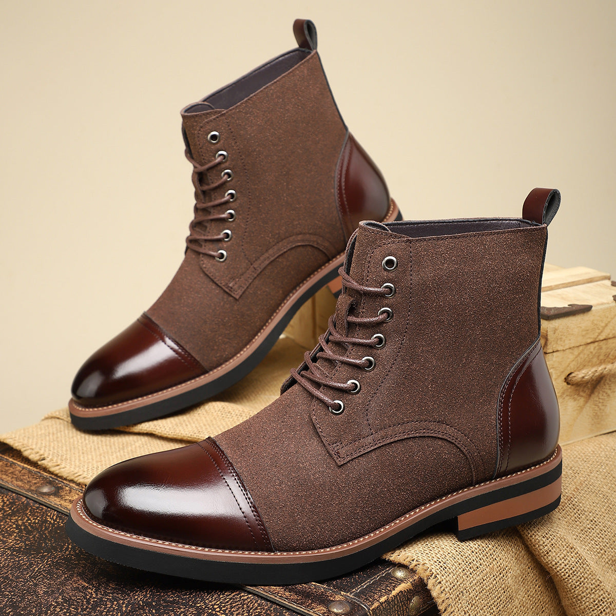 Men's Trendy Sleeve Leather All-match Casual Martin Boots  Footwear 76.63 