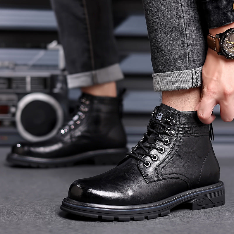 British Style All-matching Work Clothes Ankle Boots Fashion Haulage Motor Leather Boots  Footwear  