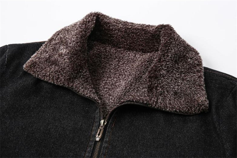 Winter Plus Velvet Thick Loose Lapel Plus Size Denim Jacket Men's Jacket  Leather Jacket 101.99 