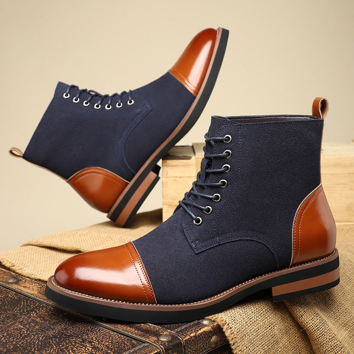 Men's Trendy Sleeve Leather All-match Casual Martin Boots  Footwear 76.63 
