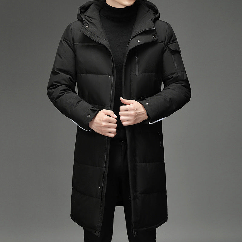 Down Jacket Fashion Long Stand-up Collar Zipper Thermal Cardigan Coat  Leather Jacket  