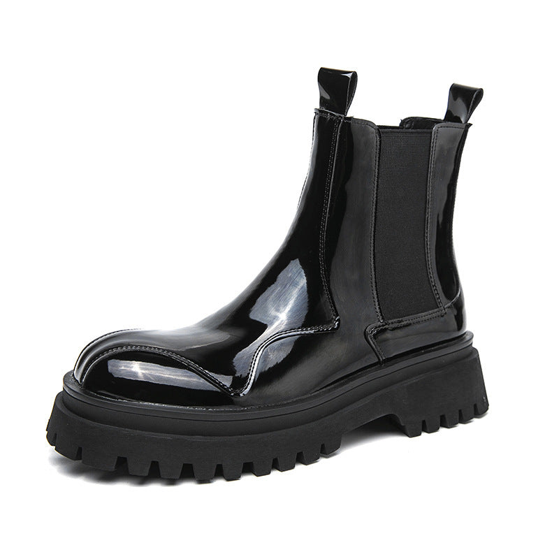 British Glossy Ankle Boots For Men  Footwear 76.85 Black-44