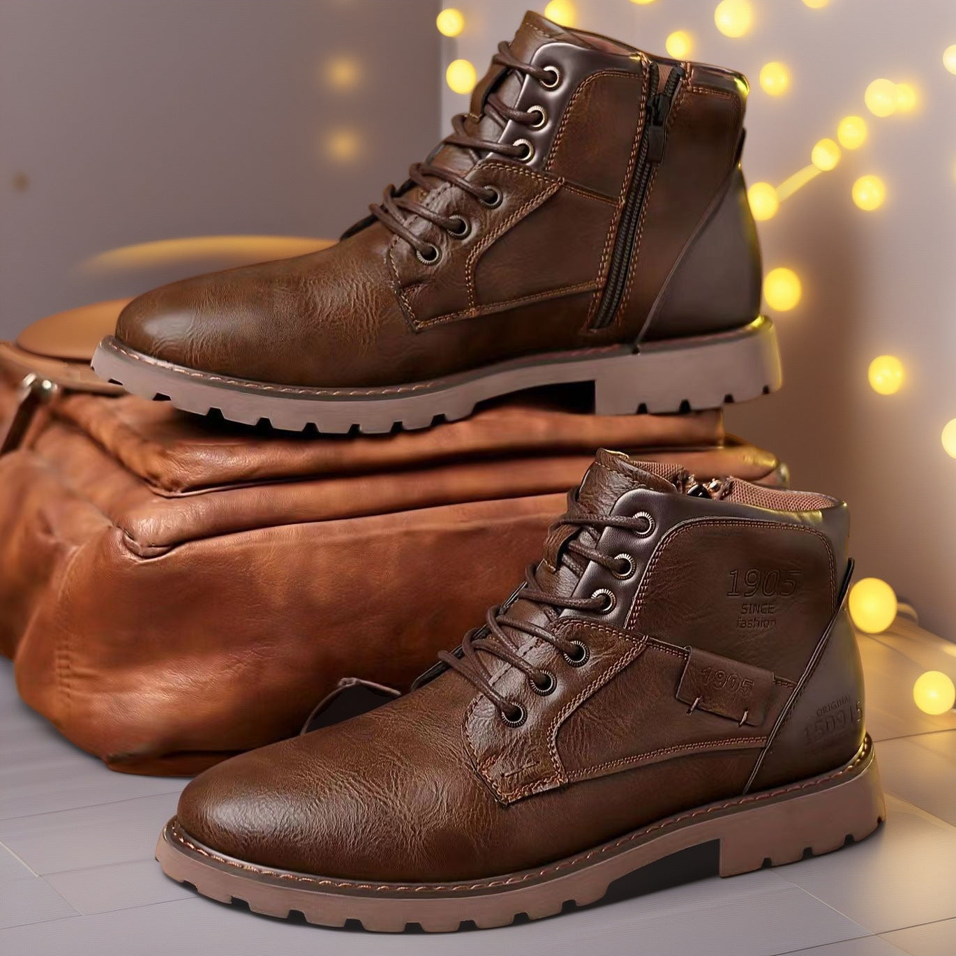 Male Martin Boots Leisure Plus Size Zip Ankle Boots  Footwear  