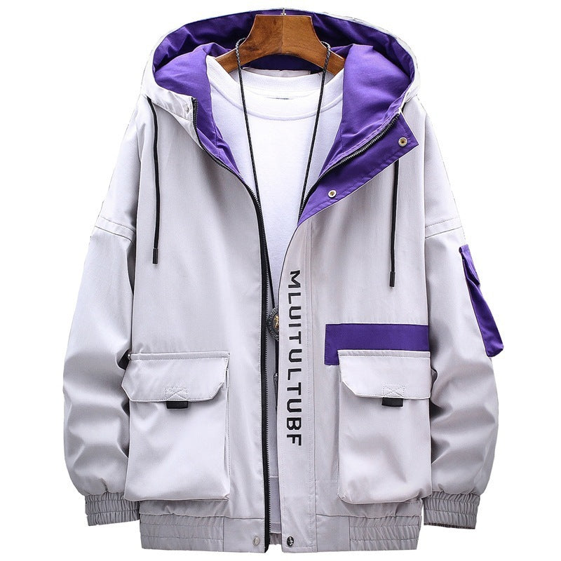 Men's Jackets Thickened Casual Coats Trendy Hooded Tops  Leather Jacket 54.44 Grey-XL