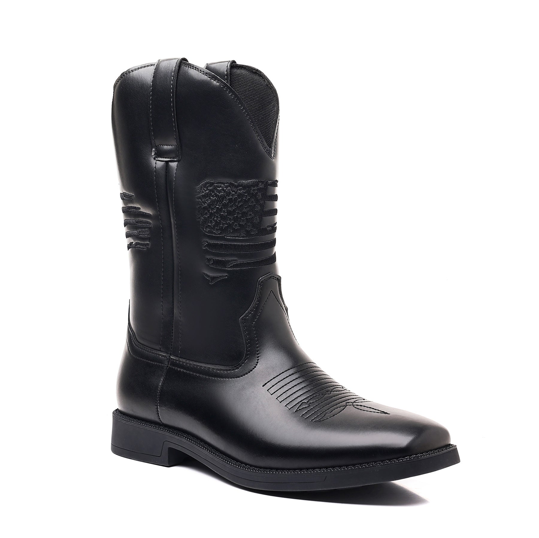 High Embroidered Retro Wide Head Cowboy Boot  Footwear 104.00 Black-48
